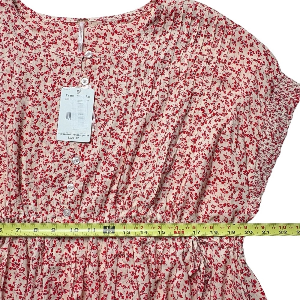 NWT Free People One Fine Day Mini Dress in Tea Combo Size S Red Floral Print - Picture 9 of 14